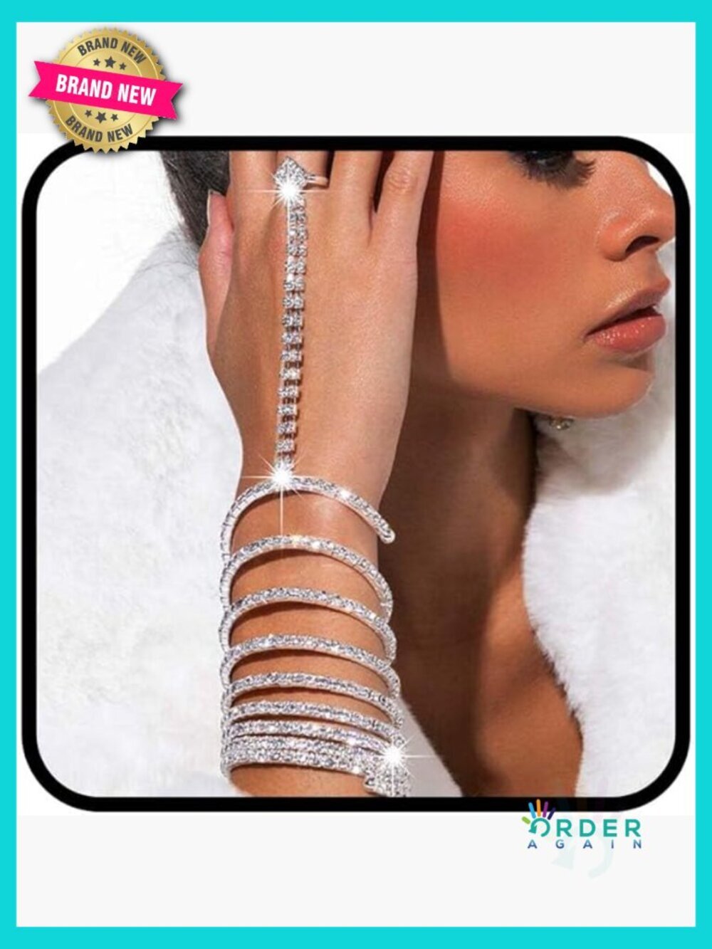 Rhinestone Hand Chain Bracelet Bridal Wedding Party Link Jewelry Women